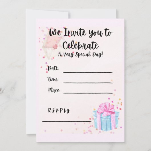 1e verjaardag - Uitnodiging - Feest (Achterkant)