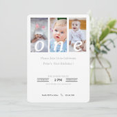 1e Verjaardag Uitnodiging Foto Jongen, Feestuitnod (Staand voorkant)