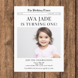 1e verjaardag uitnodiging krant