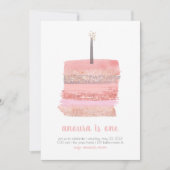 1e verjaardag uitnodiging | Meisje 1e werkdag Uitn (Voorkant)