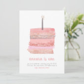 1e verjaardag uitnodiging | Meisje 1e werkdag Uitn (Staand voorkant)