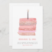 1e verjaardag uitnodiging | Meisje 1e werkdag Uitn (Voorkant / Achterkant)