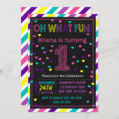 1e Verjaardag Uitnodiging Meisje Eerste Verjaardag (Voorkant / Achterkant)