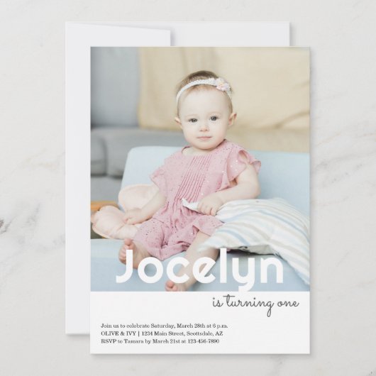 1e verjaardag uitnodiging meisje jongen foto (Voorkant)