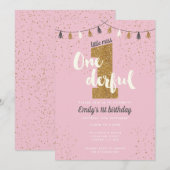 1e verjaardag uitnodiging - meisjes glitter party (Voorkant / Achterkant)