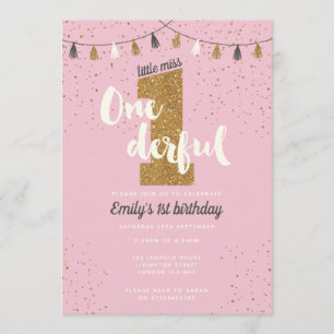 1e verjaardag uitnodiging - meisjes glitter party