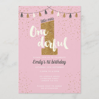 1e verjaardag uitnodiging - meisjes glitter party