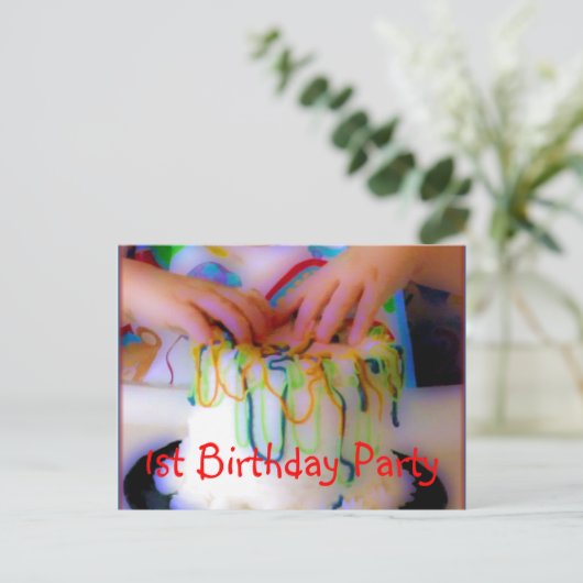 1e verjaardag Uitnodiging Sjabloon (Staand voorkant)