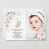 1e verjaardag | Uitnodiging voor Rozen van Floral (Voorkant)