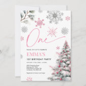 1e verjaardag uitnodiging, winter een verjaardag kaart (Voorkant)