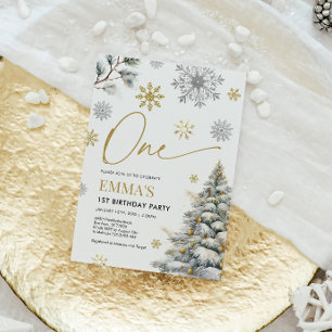 1e verjaardag uitnodiging, winter een verjaardag kaart