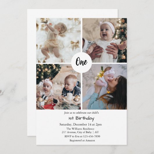 1e verjaardag uitnodigingen mijn 1e verjaardag (Voorkant / Achterkant)