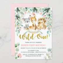 1e verjaardag uitnodigingen | Roze Oerwoud Baby's