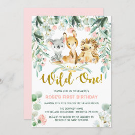 1e verjaardag uitnodigingen | Roze Oerwoud Baby's