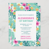 1e verjaardag uitnodigingen Tropical Hawaii Patroo (Voorkant / Achterkant)