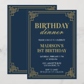 1e verjaardag uitnodigingen Verjaardag diner meisj (Voorkant / Achterkant)