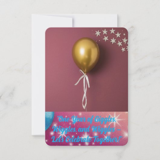 1e verjaardag uitnodigingskaart. (Voorkant)