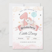 1e verjaardag uitnodigingskaart - verjaardagskaart kaart (Voorkant)