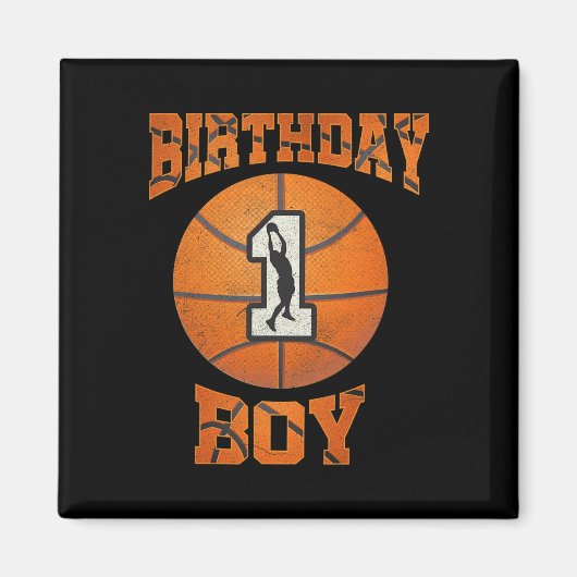 1e verjaardag Uitstekende jongen Basketball Eerste Magneet (Voorkant)