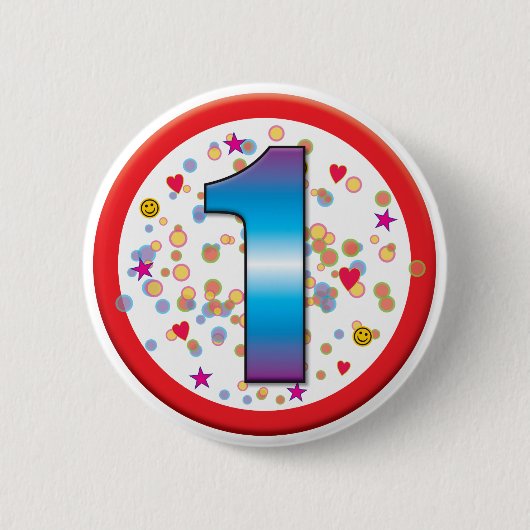 1e verjaardag v2 ronde button 5,7 cm (Voorkant)
