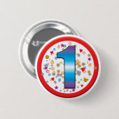 1e verjaardag v2 ronde button 5,7 cm (Voorkant /achterkant)