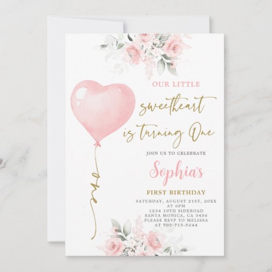 1e Verjaardag Valentijn Uitnodiging (Voorkant)