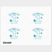 1e verjaardag van de baby-sterren ovale sticker (Vel)