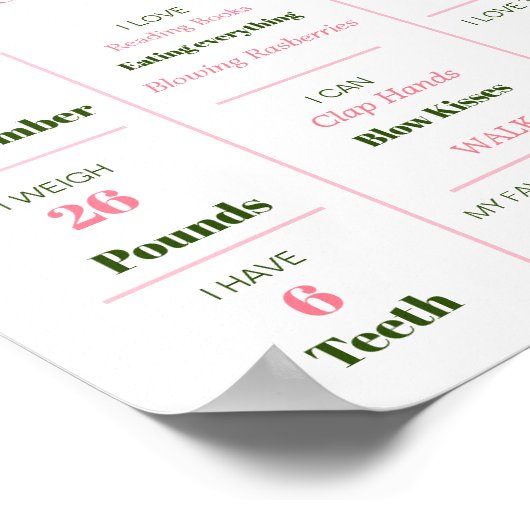 1e verjaardag van de bloementeelt roze poster (Hoek)