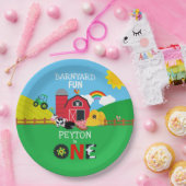 1e verjaardag van de boerderijdieren in de Barnyar Papieren Bordje (Feest)