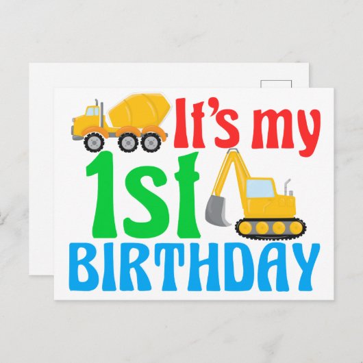 1e verjaardag van de bouw van een constructievoert briefkaart (Voorkant / Achterkant)