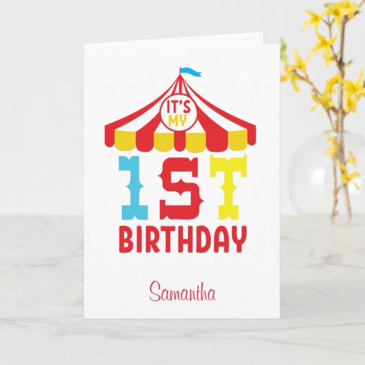 1e verjaardag van de carnaval kaart (Gele Bloem)