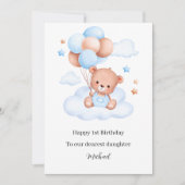 1e verjaardag van de Cute Teddy Bear Kaart (Voorkant)