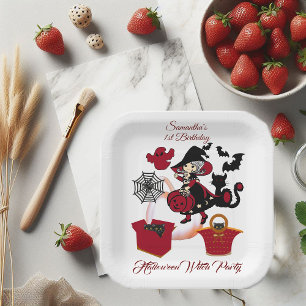 1e verjaardag van de Halloween Cat Cute Cute Hallo Papieren Bordje