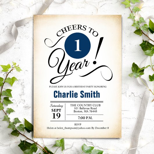 1e verjaardag van de marineblauwwitte marinier kaart