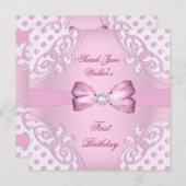 1e verjaardag van de meisjesroze witte poolwieg kaart (Voorkant / Achterkant)