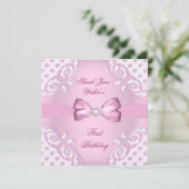 1e verjaardag van de meisjesroze witte poolwieg kaart (Staand voorkant)