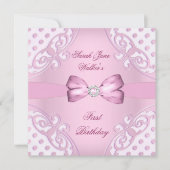 1e verjaardag van de meisjesroze witte poolwieg kaart (Voorkant)