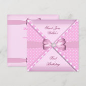 1e verjaardag van de meisjesroze witte poolwieg kaart (Voorkant / Achterkant)