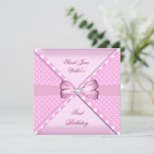 1e verjaardag van de meisjesroze witte poolwieg kaart (Staand voorkant)