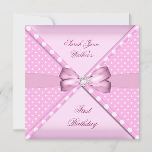 1e verjaardag van de meisjesroze witte poolwieg kaart (Voorkant)