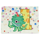 1e verjaardag van de Monster van de Birthday Large Cadeautasje (Voorkant)
