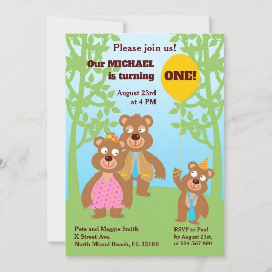 1e verjaardag van de opvoedingpartij honinghoning  kaart (Voorkant)