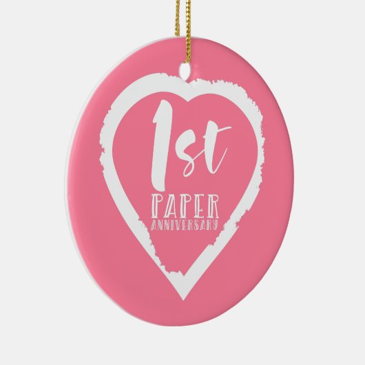 1e verjaardag van de papieren bruiloft keramisch ornament (Rechts)