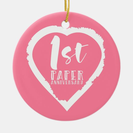 1e verjaardag van de papieren bruiloft keramisch ornament (Voorkant)