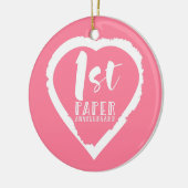 1e verjaardag van de papieren bruiloft keramisch ornament (Links)