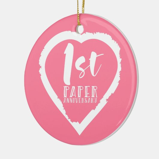 1e verjaardag van de papieren bruiloft keramisch ornament (Links)