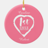 1e verjaardag van de papieren bruiloft keramisch ornament (Achterkant)