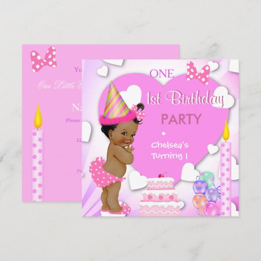 1e verjaardag van de roze etnische afstammelingen  kaart (Voorkant / Achterkant)