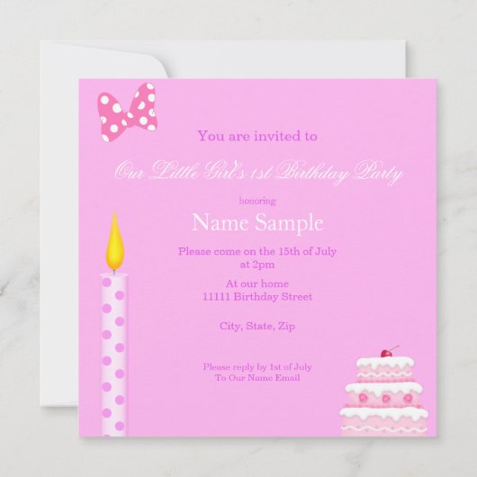 1e verjaardag van de roze etnische afstammelingen  kaart (Achterkant)