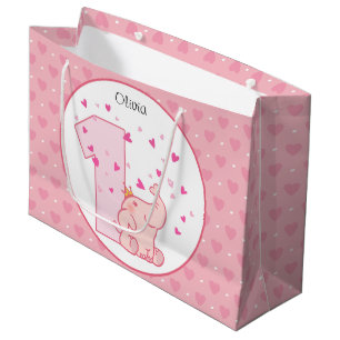 1e verjaardag van de roze prinses Elephant Party Groot Cadeauzakje